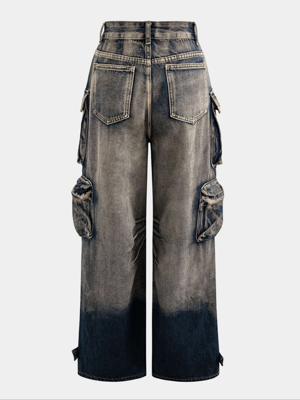 Ombre Multi Pocket Wide Leg Cargo Jeans By Micas Size XL - Picture 4 of 15